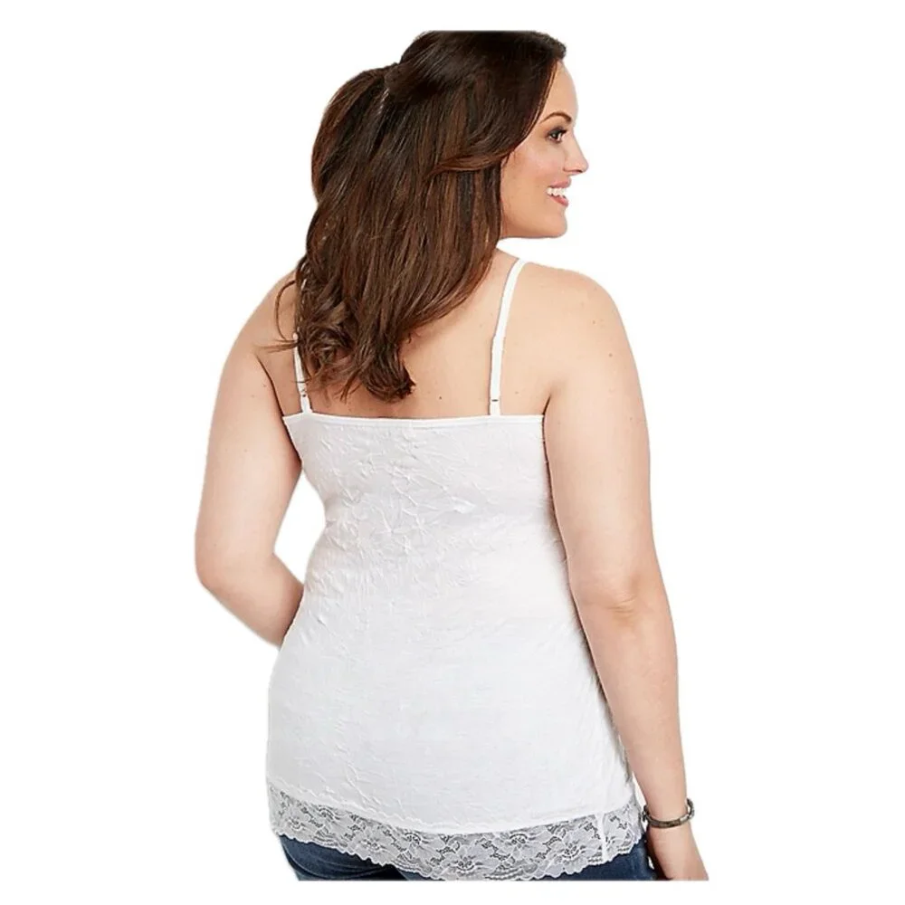 Maurices Plus Size 2X WHITE Stretchy Crinkle Lace Cami - Picture 11 of 11